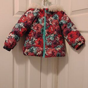 Girls Size 3T London Fog Winter Jacket With Faux Fur Hood